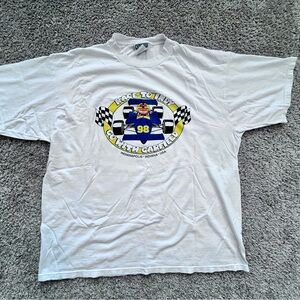 Vintage 90s Garfield Race to Indy T-Shirt White XXL Discus USA